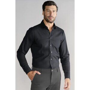 TWILLORY Leader Solid Performance Shirt Trim Fit in Black Office Comfy Business